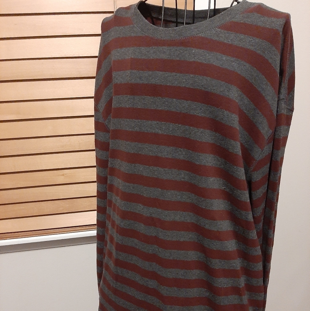 Red and grey striped shirt